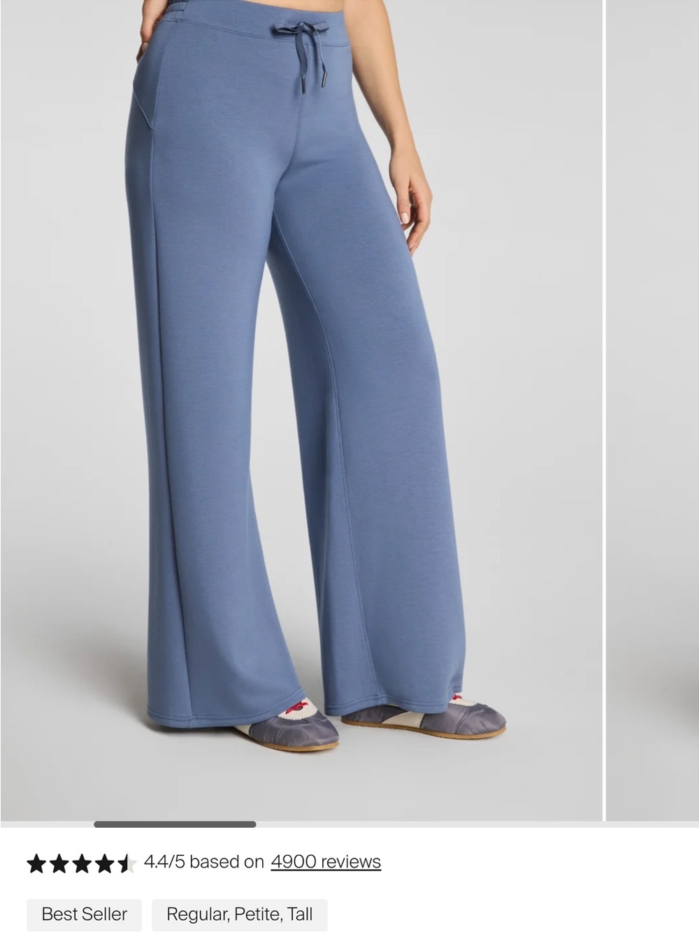 Spanx Air Essentials Wide-Leg Drawstring Lounge Pants - Blue